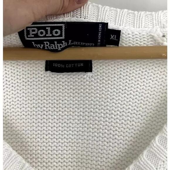 VTG 90s Polo Ralph Lauren V-Neck Sweater XL Preppy Old Money Quiet Luxury Crest - Picture 7 of 8